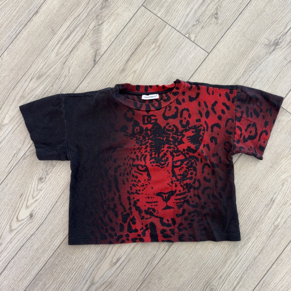 Dolce & Gabbana Black Leopard Print Kids T-Shirt